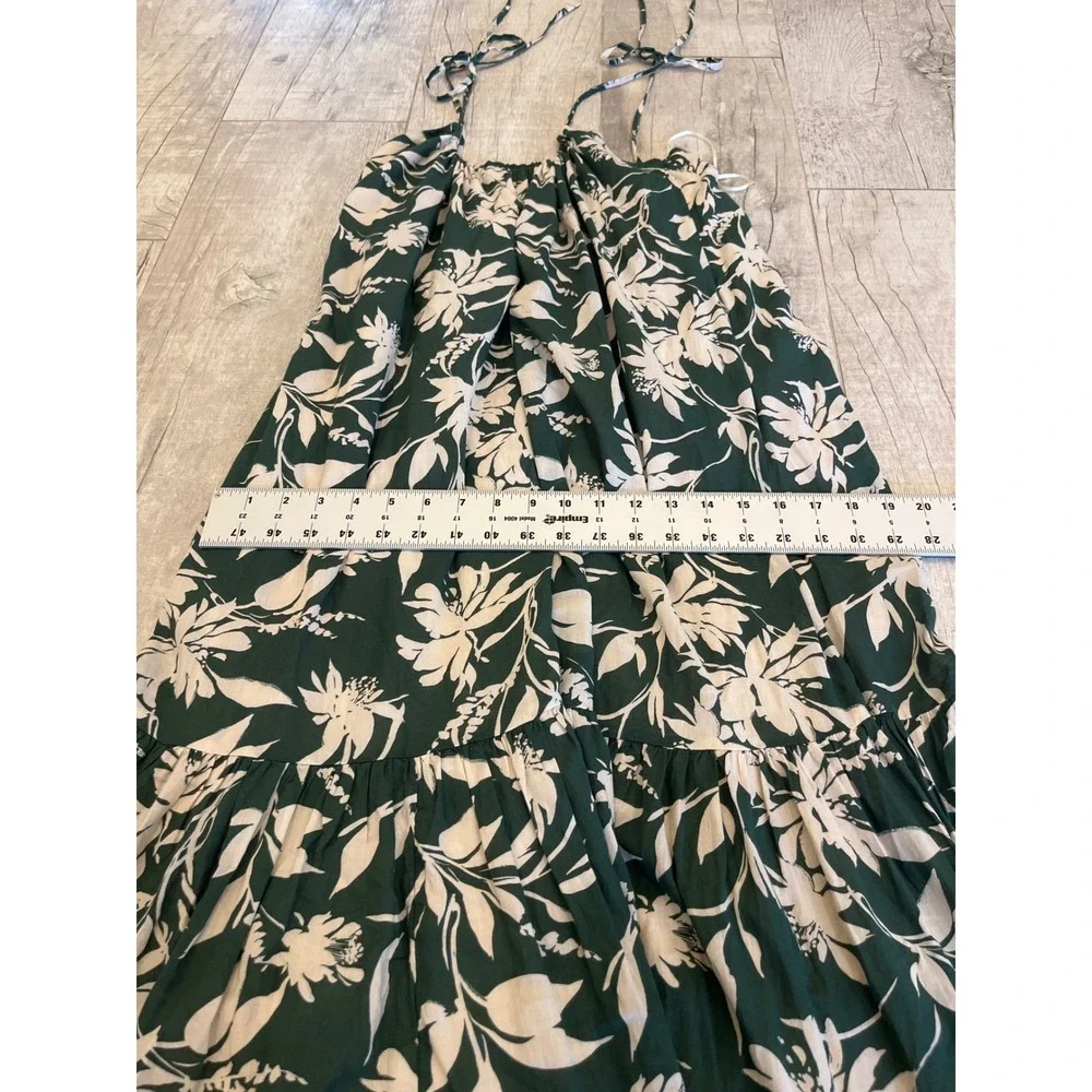 Abercrombie & Fitch Green‎ Floral Tiered Maxi Dress Tie Shoulder Small NWT